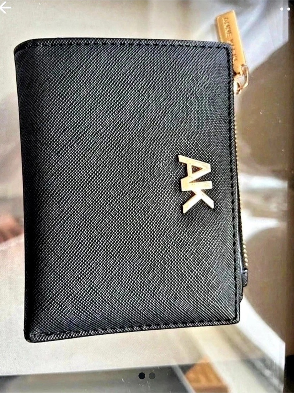Anne Klein AK Logo Small Zip Wallet in Black